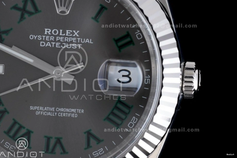 Green 1:1 Edition 904L Datejust Best SS on Gray Bracelet Dial 41 Clean Roman SS SH3235 Steel 0511